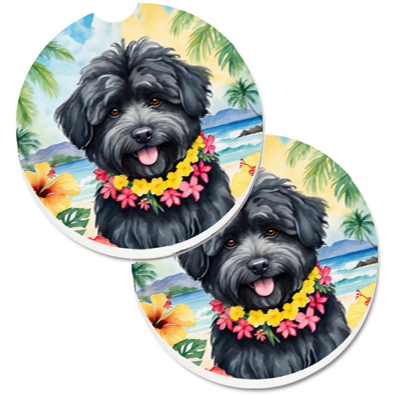 Edge Collections - Multicolor - Coastal Tropical Car Coasters for Cup Holders